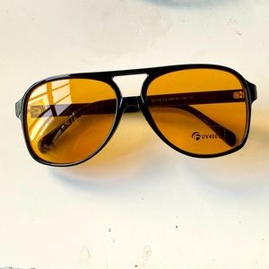 Vintage Aviator Sunglasses, Yellow-Orange Lense